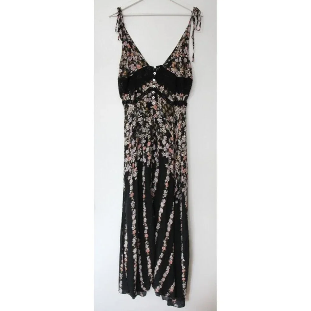 Free People Intimately Claire Printed Lace Maxi Slip Dress L - Picture 8 of 8